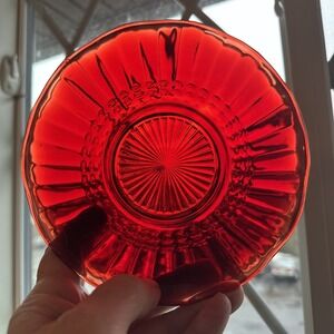 Ruby‎ Red scalloped edge bowl 6.5 inches